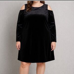 Elegant Black Velvet Dress Womens 3X Black